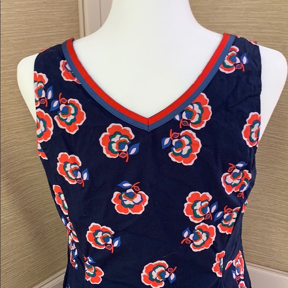 Boden Midi-Dress, Navy Orange Floral Pattern Dress, Sleeveless Business Casual - Picture 13 of 16